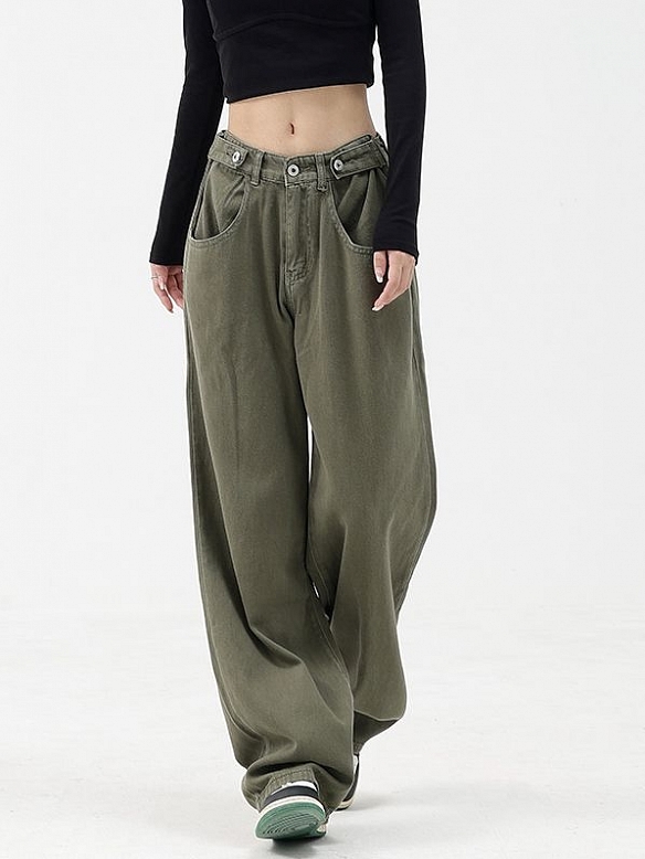 Hose mit mittlerer Taille und weitem Bein HS967