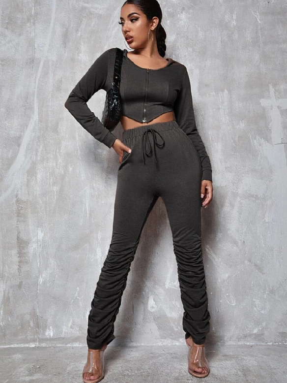 Damen Jogginghose mit Band vorn und Rüsche HS565