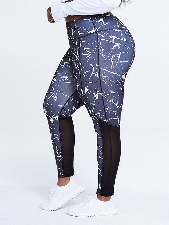 Damen Gemusterte Leggings mit Mesh PL006